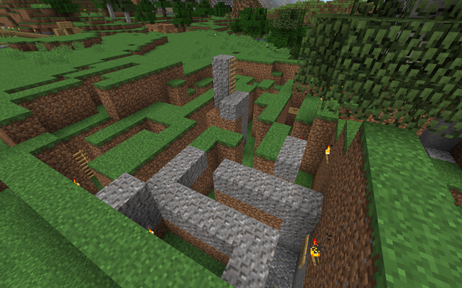 A maze in Minecraft