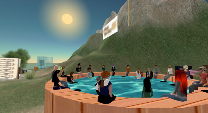 A hot tub discussion in the virtual world of second life